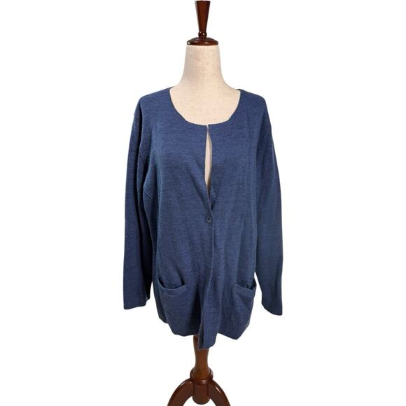 Eileen Fisher Cardigan Women L One Button Merino Wool Quiet Luxur Sweater - Picture 8 of 10